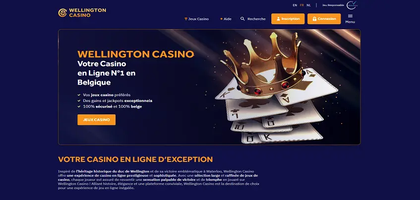Aperçu de la plateforme Wellington Casino sur ordinateur
