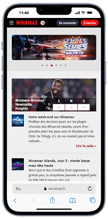 Winamax Sport affiché sur un téléphone mobile
