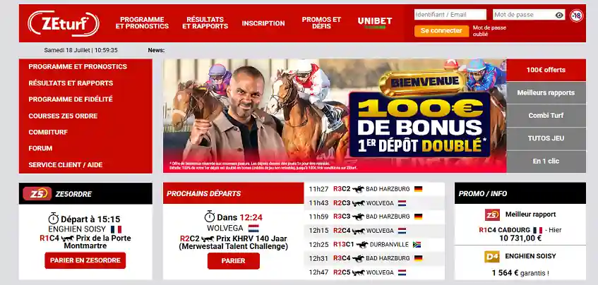 Aperçu de la plateforme ZEturf sur ordinateur