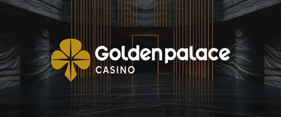 Logo officiel Golden Palace Casino avec trèfle doré sur fond sombre élégant