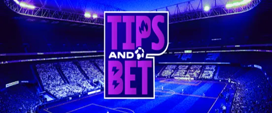 Logo Tips and Bet en avant sur un stade illuminé pendant un match de Ligue des Champions