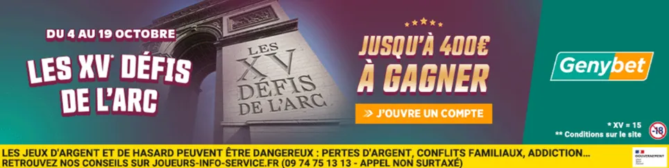 Les XV défis de l’Arc avec Genybet, jusqu’à 150€ à gagner en bonus hippiques pour chaque défi validé
