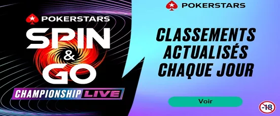 Pokerstars.fr Spin & Go Championship Live avec classements actualisés chaque jour